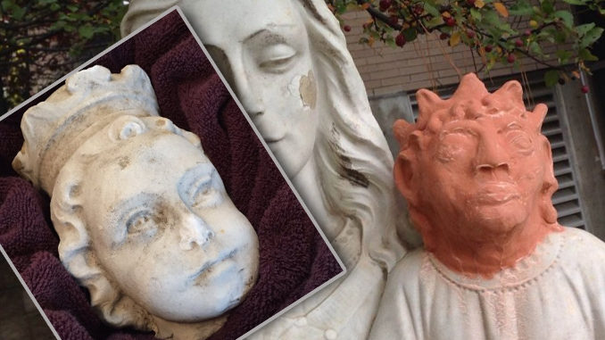 Missing Head From Jesus Statue At Sudbury, Ontario Church Recovered