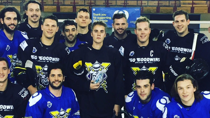 Watch Justin Bieber Score A Goal Playing With Manchester Hockey Club