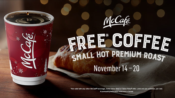 Free Coffee At McDonald’s Canada November 14-20, 2016