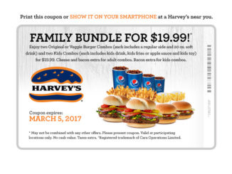 Harvey’s Offers Family Bundle For $19.99 Through March 5, 2017