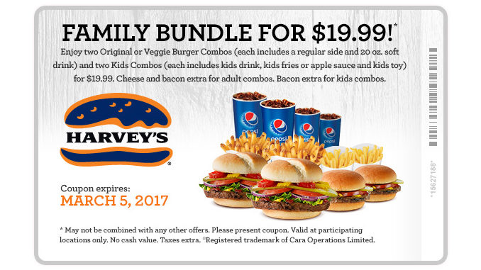 Harvey’s Offers Family Bundle For $19.99 Through March 5, 2017