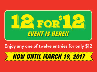 East Side Mario’s Offers 12 for $12 Event Through March 19, 2017