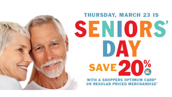 Seniors Save 20% At Shoppers Drug Mart On March 23, 2017 With Optimum Card