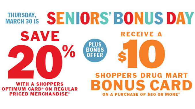Shoppers Drug Mart Offers Seniors' Bonus Day On March 30, 2017