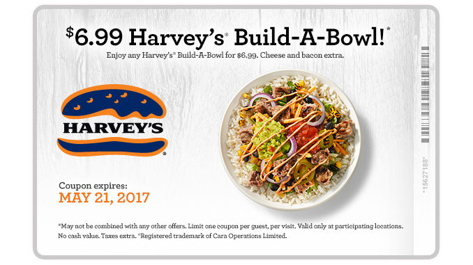 Harvey’s Offers $6.99 Build-A-Bowl Through May 21, 2017