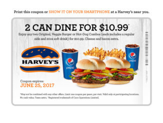 Two Can Dine For $10.99 At Harvey’s Through June 25, 2017