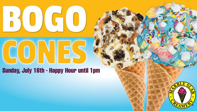 Buy One, Get One Free Cone At Marble Slab Canada On July 16, 2017