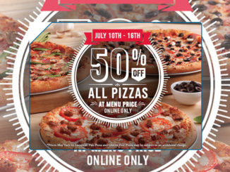 Domino's Canada Offers 50% Off All Pizzas Ordered Online Through July 16, 2017