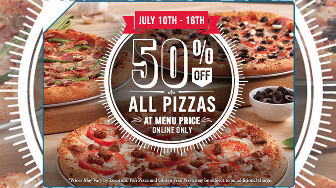 Domino's Canada Offers 50% Off All Pizzas Ordered Online Through July 16, 2017