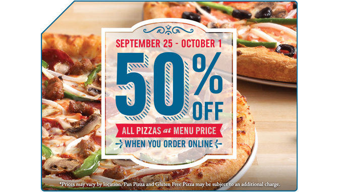 50% Off All Pizzas Ordered Online At Domino’s Canada Through October 1, 2017
