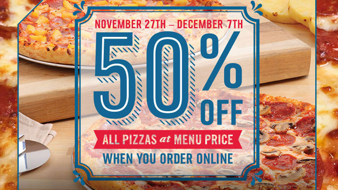Domino’s Canada Offers 50% Off All Online Pizza Orders Through December 7, 2017