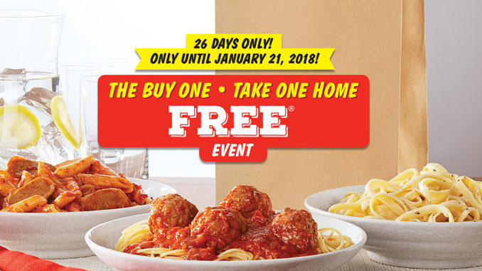 Buy One, Take One Home Free Event Is Back At East Side Mario’s Through January 21, 2018