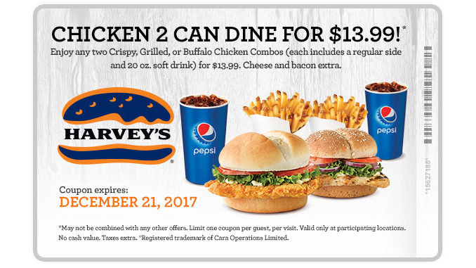 Harvey’s Offers 2 Can Dine For $13.99 Chicken Combo Deal