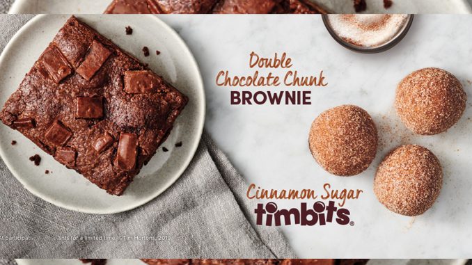 Tim Hortons Adds Double Chocolate Chunk Brownie And Cinnamon Sugar Timbits