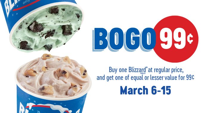 Buy One, Get One Blizzard For 99-Cents At Dairy Queen Canada From March 6 Through March 15, 2020
