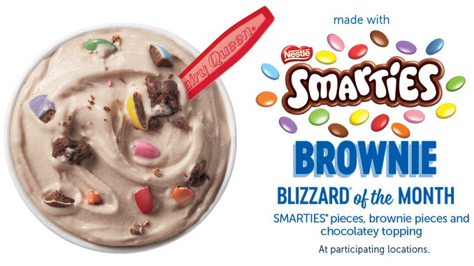 Smarties Brownie Blizzard Is The April 2020 Blizzard Of The Month At Dairy Queen Canada