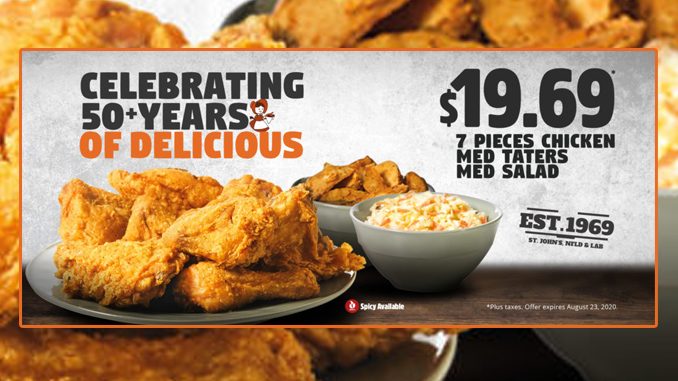 Mary Brown’s Celebrates 50 Years With New $19.69 Meal Deal Through August 23, 2020