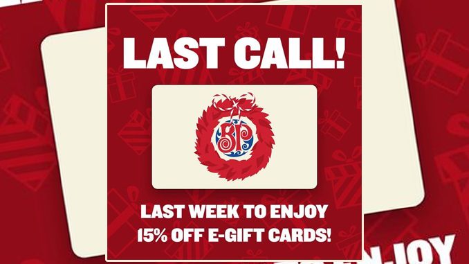 Boston Pizza Offers 15% Off Any E-Gift Card Purchase Of $50 Or More Until December 25, 2020