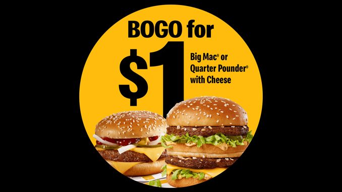 Buy One Big Mac Or Quarter Pounder With Cheese, Get On For $1 At McDonald’s On April 23, 2021