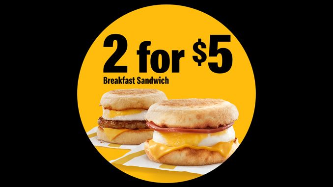 McDonald’s Canada Offers 2 For $5 Breakfast Sandwich Deal On April 22, 2021