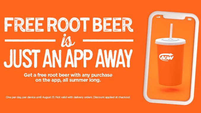 A&W Canada Offers Free Root Beer With Any In-App Purchase Through August 31, 2021
