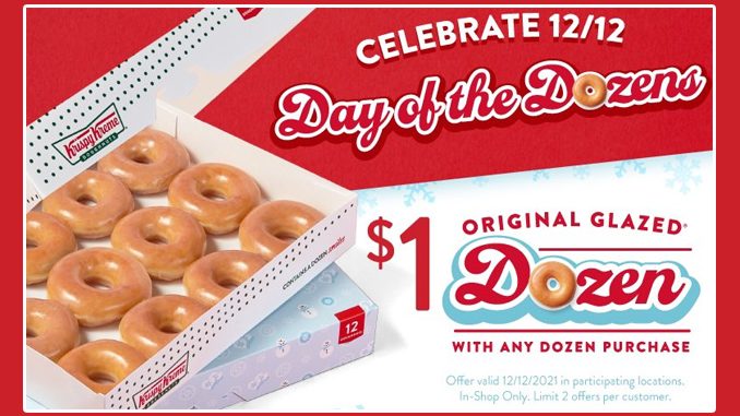 Buy Any Dozen, Get An Original Glazed Dozen For $1 At Krispy Kreme Canada On December 12, 2021
