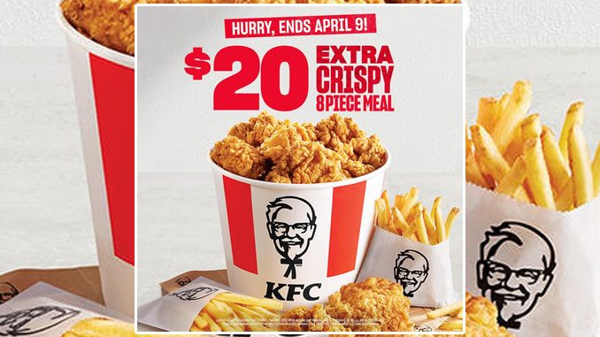 KFC Canada Offers New $20 Extra Crispy 8-Piece Meal Deal Through April 9, 2023