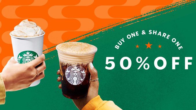Starbucks Canada Offers Buy One, Get One 50% Off Deal From August 30 Through September 1, 2023