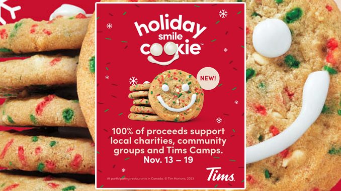 Tim Hortons Announces New Holiday Smile Cookie Campaign From November 13-19, 2023