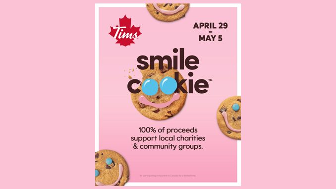 Tim Hortons is launching a weeklong Smile Cookie campaign starting April 29, 2024